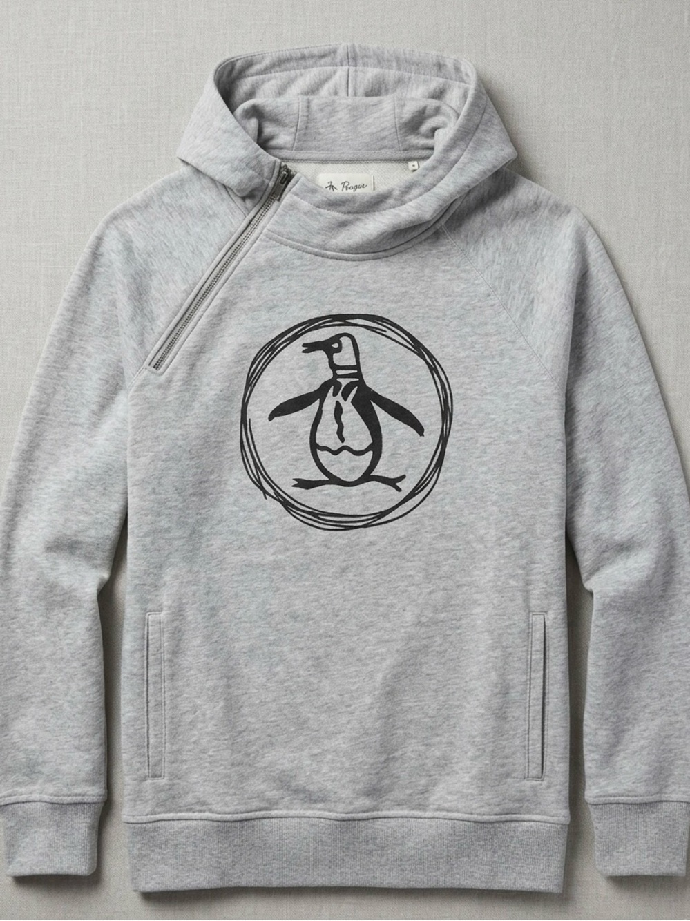 Original Penguin Boys Grey Hoodie with Penguin Emblem - size 10/12